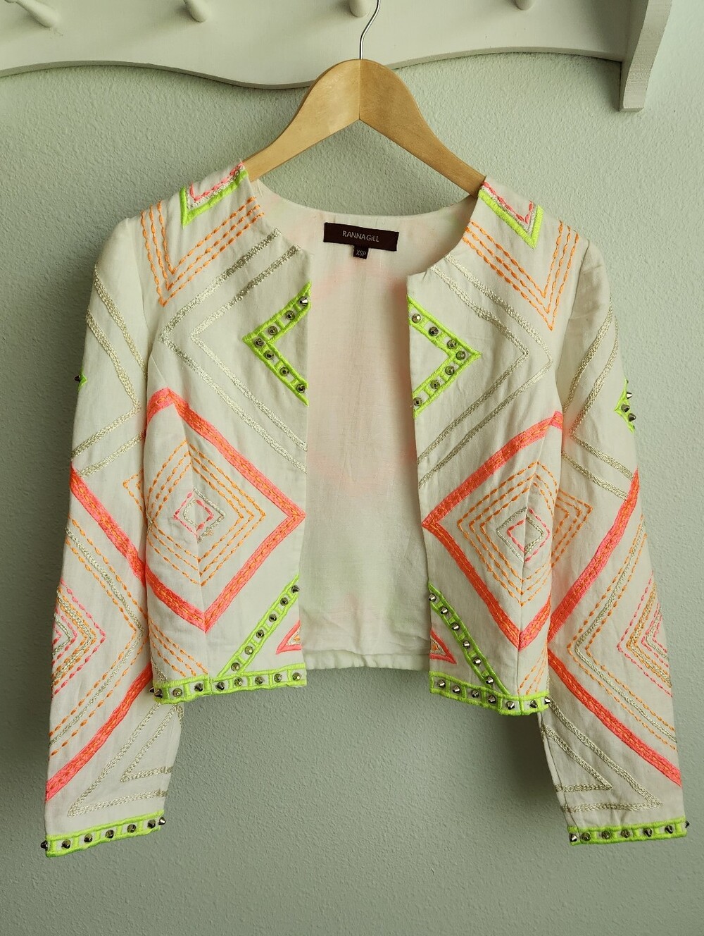 Ranna Gill neon embroidered blazer XXS